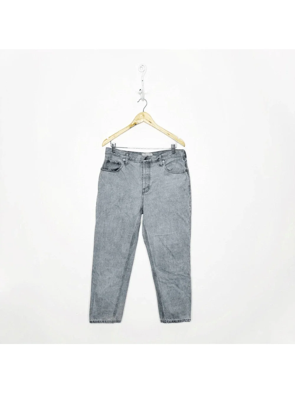 EVERLANE THE 90'S CHEEKY JEAN Gray ORGANIC COTTON high rise womens 30 CROP